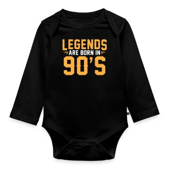 Né dans les années 90 - Body Bébé bio manches longues - noir - Devant