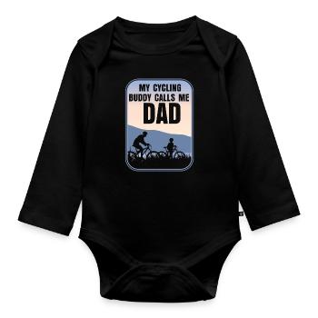 Bicycle Dad Father's Day - Organic Longsleeve Baby Bodysuit - black - Front