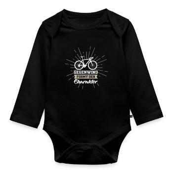 Road bike gift idea - Organic Longsleeve Baby Bodysuit - black - Front