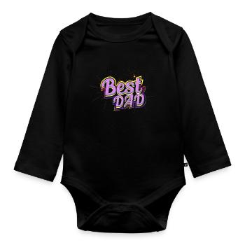 Father's Father's Day - Organic Longsleeve Baby Bodysuit - black - Front