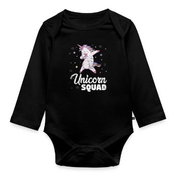 Dabbing Unicorn - Organic Longsleeve Baby Bodysuit - black - Front