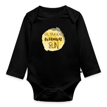 Vitamin Sun Spruch Sommer Sonne Geschenk - Baby Bio-Langarm-Body - Schwarz - Vorne