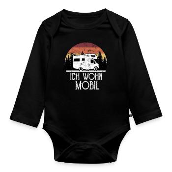 Wohnmobil Camping - Baby Bio-Langarm-Body - Schwarz - Vorne