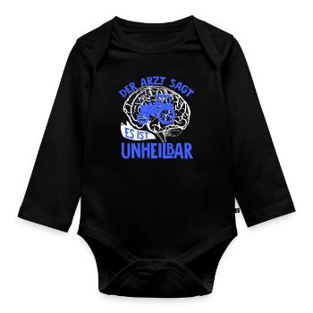 Farmer farmer farming - Organic Longsleeve Baby Bodysuit - black - Front