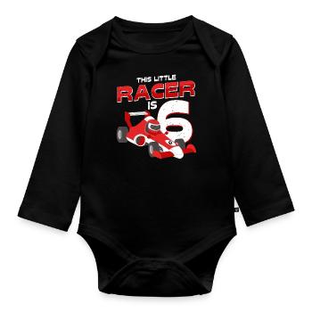 Dieser Kleine Rennfahrer Ist 6 Jahre Alt Geschenk - Baby Bio-Langarm-Body - Schwarz - Vorne