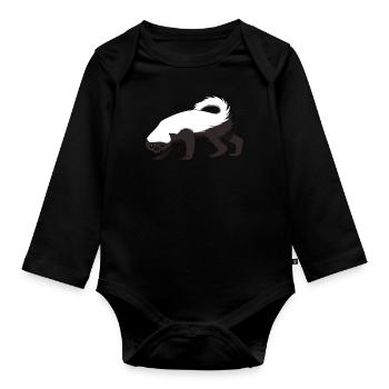 Honigdachs Honey Badger Marder Gefährlich Mutig - Baby Bio-Langarm-Body - Schwarz - Vorne