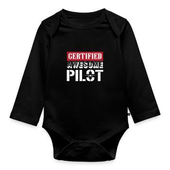 pilot - Organic Longsleeve Baby Bodysuit - black - Front