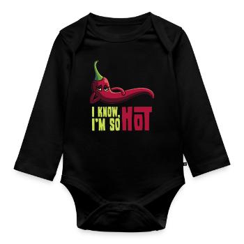 I'm so hot, gift chili peppers spicy - Organic Longsleeve Baby Bodysuit - black - Front