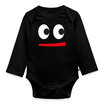 funny face - Organic Longsleeve Baby Bodysuit - black - Front