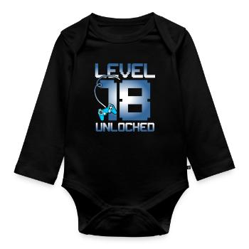 18th birthday - Organic Longsleeve Baby Bodysuit - black - Front
