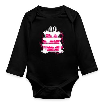 40th birthday - Organic Longsleeve Baby Bodysuit - black - Front