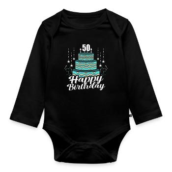 50th birthday - Organic Longsleeve Baby Bodysuit - black - Front