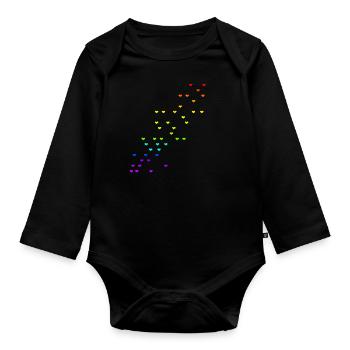 Herzen bunt Regenbogen Farben Geschenkidee - Baby Bio-Langarm-Body - Schwarz - Vorne