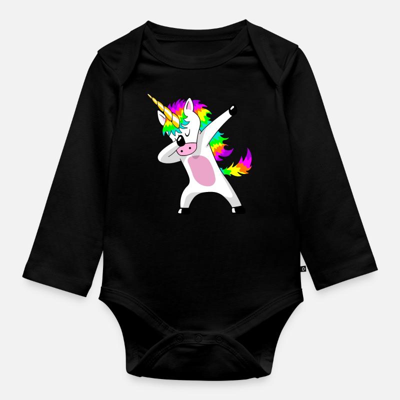 Einhorn Dabbing Unicorn Einhörner Geschenk - Baby Bio-Langarm-Body - Schwarz