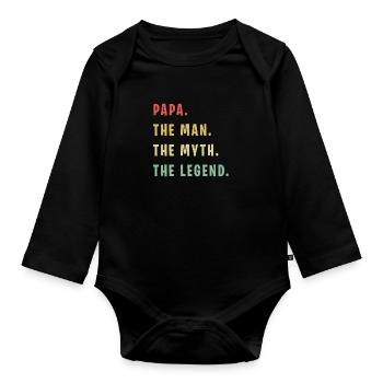Papa Man Myth Legend - Baby Bio-Langarm-Body - Schwarz - Vorne