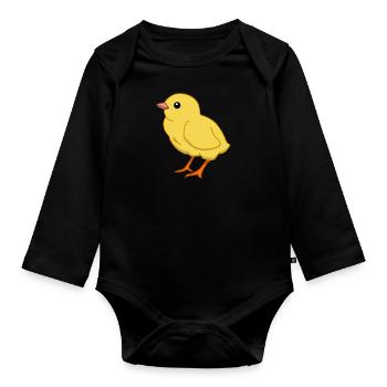 Küken Hühnchen Hühner Piepen Bauernhof Landwirt - Baby Bio-Langarm-Body - Schwarz - Vorne