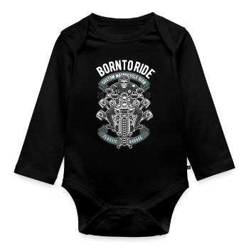 Born To Ride Skull Motocycliste Skull - Body Bébé bio manches longues - noir - Devant
