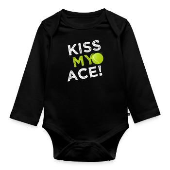 KISS MY ACE - Tennis serve - Tennis Training - Organic Longsleeve Baby Bodysuit - black - Front