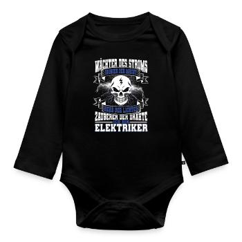 Elektriker - Baby Bio-Langarm-Body - Schwarz - Vorne