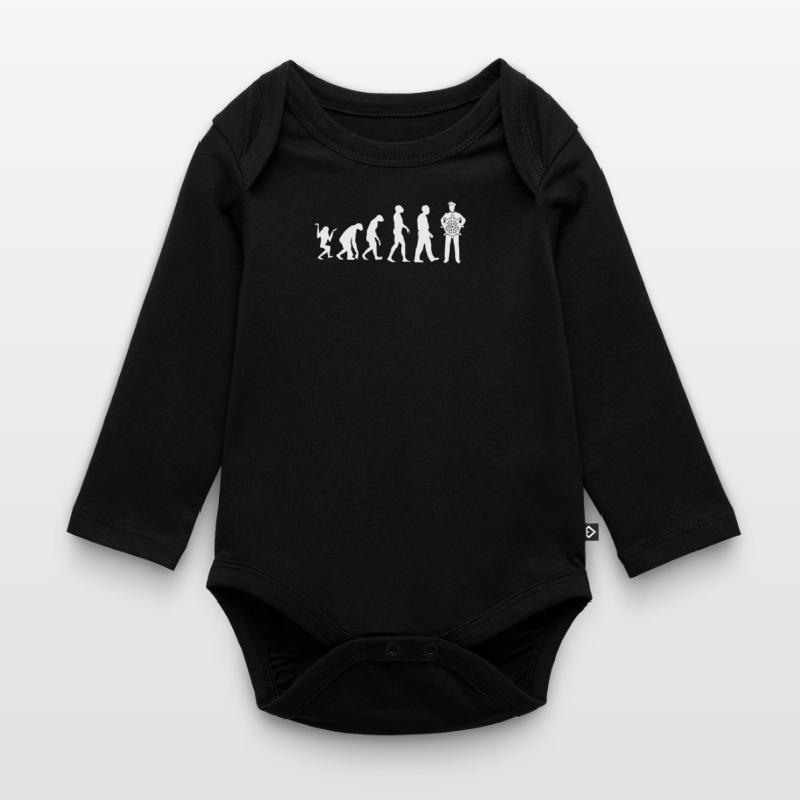 Evolution Monkey Stone Age Captain Ocean Gift Organic Longsleeve Baby Bodysuit