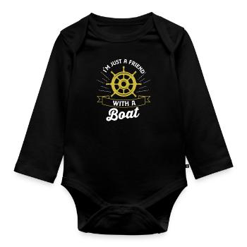 Boot - Baby Bio-Langarm-Body - Schwarz - Vorne