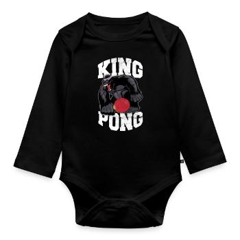 King Pong Tischtennis lustiges T-Shirt - Body Bébé bio manches longues - noir - Devant