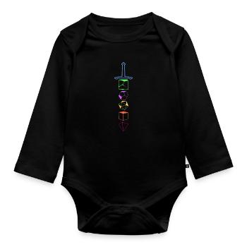 Tabletop Würfel Schwert - Baby Bio-Langarm-Body - Schwarz - Vorne