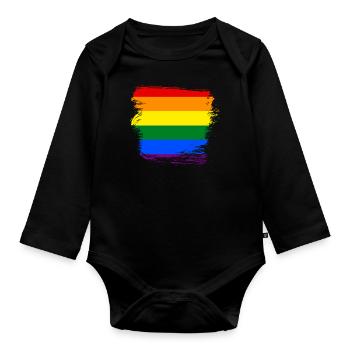 Rainbow flag LGBT - Organic Longsleeve Baby Bodysuit - black - Front