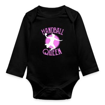 Handball fille reine sport - Body Bébé bio manches longues - noir - Devant