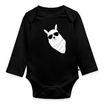Lama - Baby Bio-Langarm-Body - Schwarz - Vorne