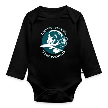 Travel World Flugzeug Travail Tour Traveler Geschenk - Baby Bio-Langarm-Body - Schwarz - Vorne