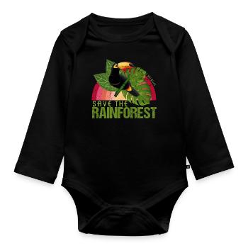 Rainforest toucan wildlife gift idea - Organic Longsleeve Baby Bodysuit - black - Front