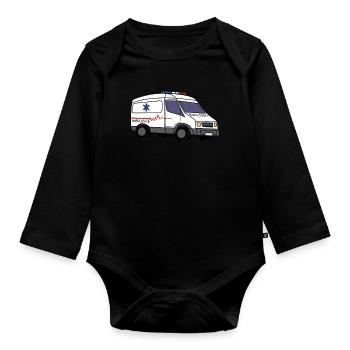 Krankenwagen Rettungsdienst Sanitäter Notarzt - Baby Bio-Langarm-Body - Schwarz - Vorne