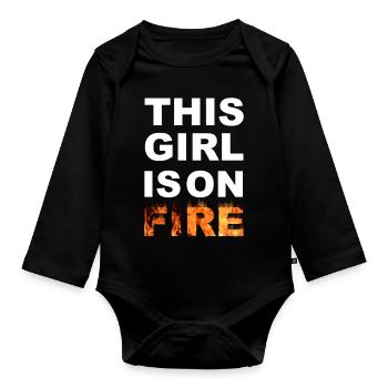 Cette fille est en feu blanc - Body Bébé bio manches longues - noir - Devant
