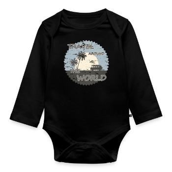 Travel around the World - Organic Longsleeve Baby Bodysuit - black - Front