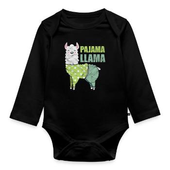 Alpaga pyjama lama - Body Bébé bio manches longues - noir - Devant