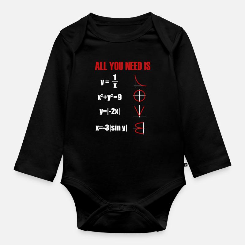 Math mathematician teacher - Organic Longsleeve Baby Bodysuit - black
