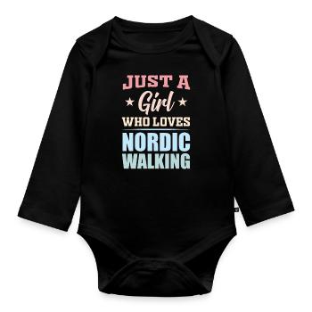 Marche nordique - Body Bébé bio manches longues - noir - Devant
