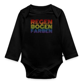 LGBT Regenbogenfarben Regenbogen Farben CSD Pride - Baby Bio-Langarm-Body - Schwarz - Vorne