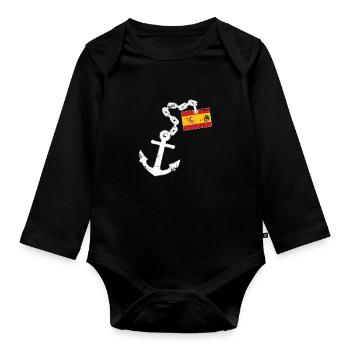 Espagne ancre espagnol - Body Bébé bio manches longues - noir - Devant