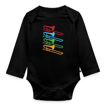 Posaune - Baby Bio-Langarm-Body - Schwarz - Vorne