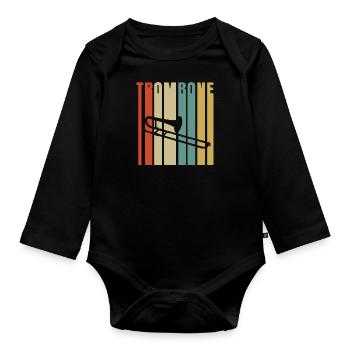 Posaune - Baby Bio-Langarm-Body - Schwarz - Vorne