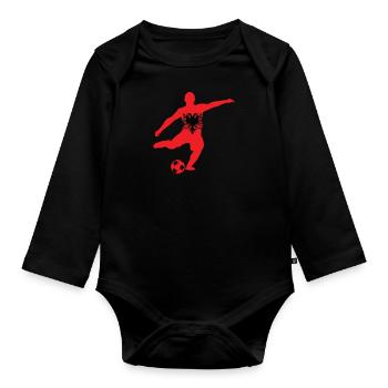 Albania - Organic Longsleeve Baby Bodysuit - black - Front