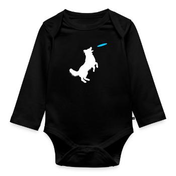 Dog collie training - Organic Longsleeve Baby Bodysuit - black - Front