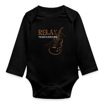 Bass player - Organic Longsleeve Baby Bodysuit - black - Front