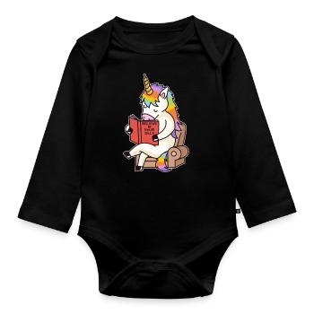 Licorne Lire - Body Bébé bio manches longues - noir - Devant