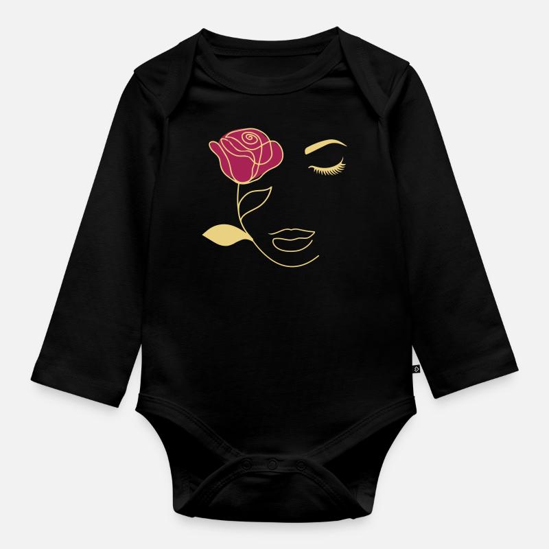 Visage beauté rose - Body Bébé bio manches longues - noir