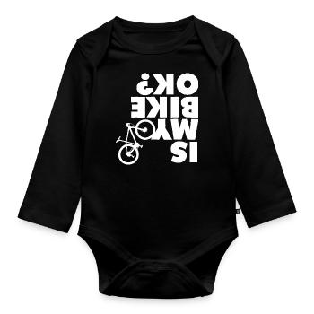 Is My Bike OK T-shirt Funny Mountain Bike shirt - Baby Bio-Langarm-Body - Schwarz - Vorne