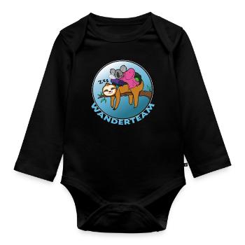 Wanderteam Wandern Faultier - Baby Bio-Langarm-Body - Schwarz - Vorne