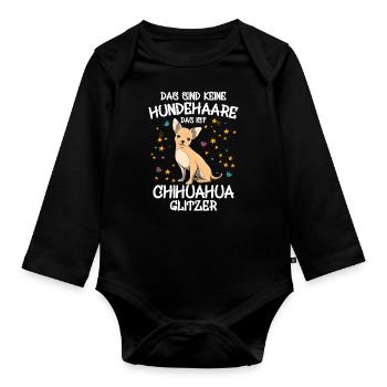 Funny Chihuahua Dog Owner Dogs Fun Gift - Organic Longsleeve Baby Bodysuit - black - Front